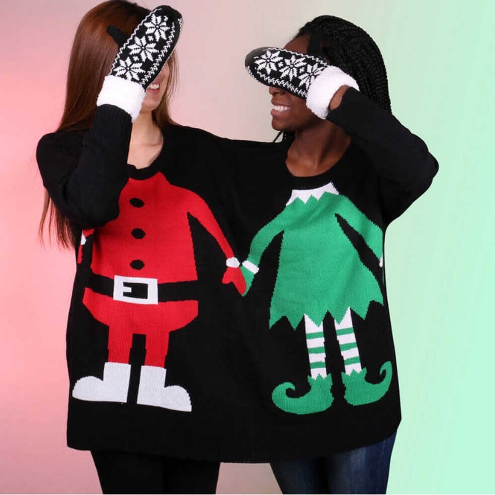 Couples Christmas Sweater, Elves